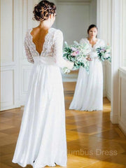 A-Line/Princess V-neck Floor-Length Chiffon Corset Wedding Dresses outfit, Wedding Dress Fall