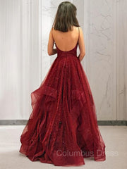 A-Line/Princess V-neck Floor-Length Net Corset Prom Dresses outfit, Formal Dresses Truworths