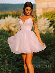 A-Line/Princess V-neck Short/Mini Lace Corset Homecoming Dresses outfit, Party Dresses Summer