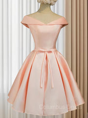 A-Line/Princess V-neck Short/Mini Satin Corset Homecoming Dresses With Bow outfit, Bridesmaid Dress Shop