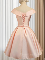 A-Line/Princess V-neck Short/Mini Satin Corset Homecoming Dresses With Bow outfit, Bridesmaids Dress Shopping
