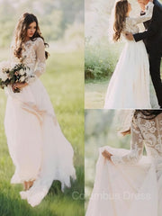 A-Line/Princess V-neck Sweep Train Chiffon Corset Wedding Dresses outfit, Wedding Dresses Classis