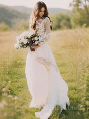 A-Line/Princess V-neck Sweep Train Chiffon Corset Wedding Dresses outfit, Wedding Dress Classy