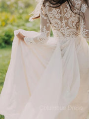 A-Line/Princess V-neck Sweep Train Chiffon Corset Wedding Dresses outfit, Wedding Dress Cost