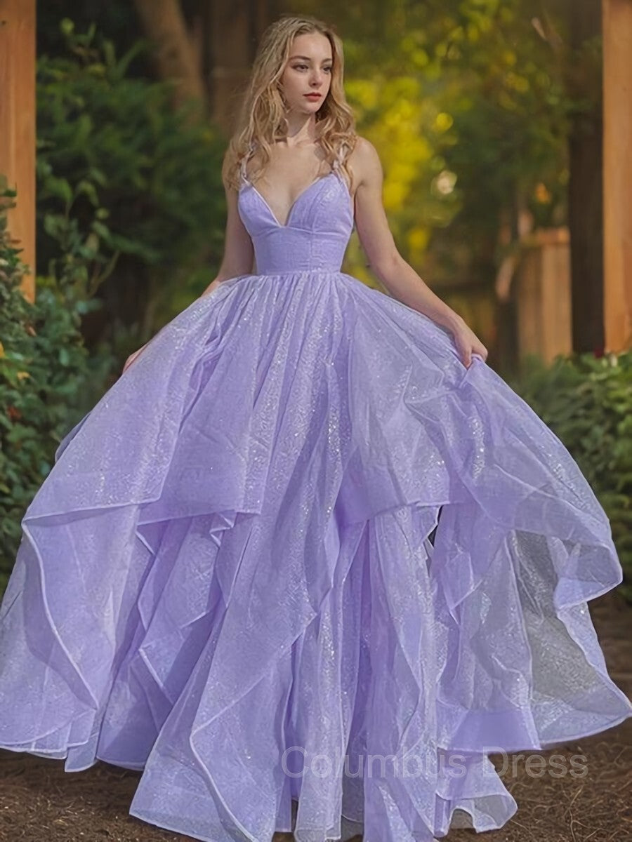 A-Line/Princess V-neck Sweep Train Corset Prom Dresses outfit, Party Dresses Shops