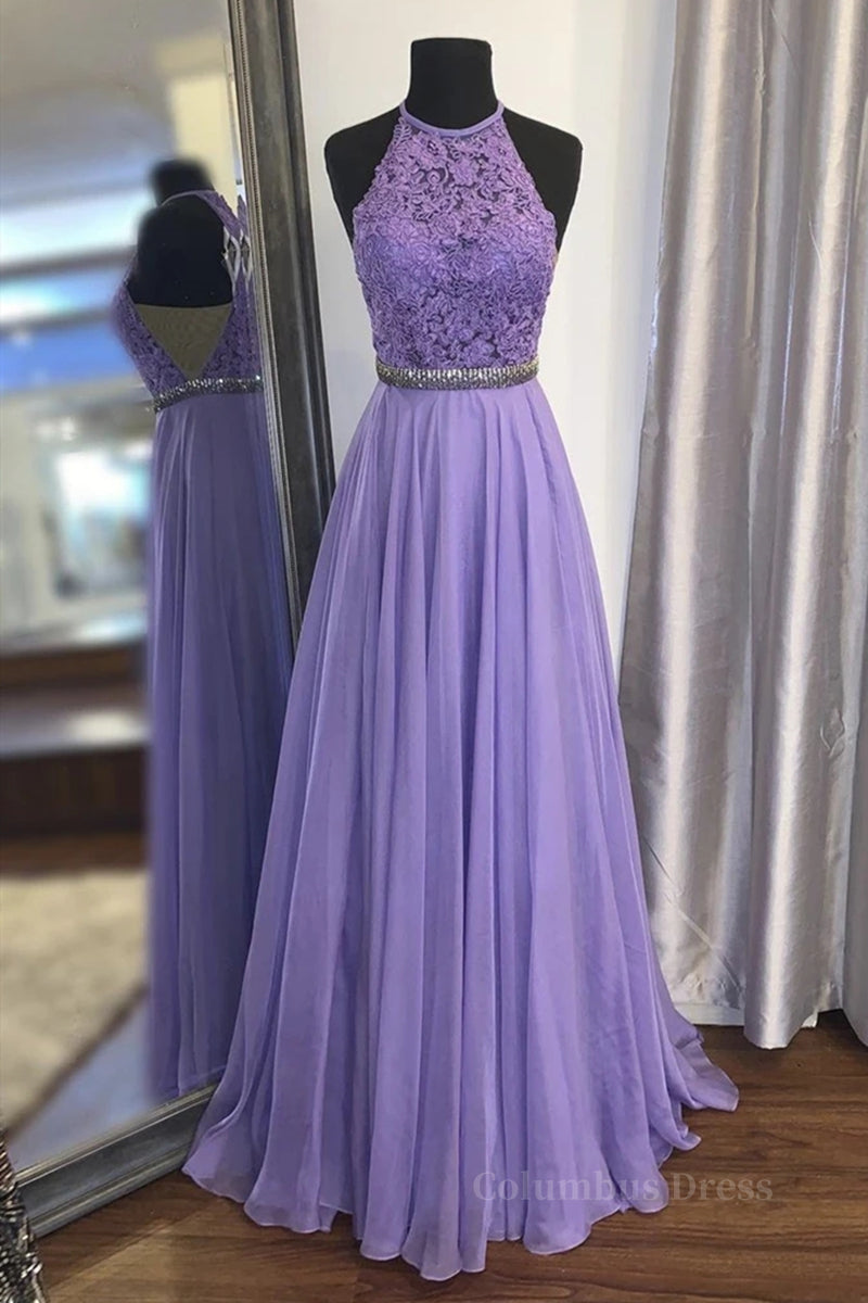 A Line Purple Lace Long Corset Prom Dress with Belt, Purple Lace Corset Formal Dress, Purple Evening Dress, Corset Bridesmaid Dress outfit, Satin Bridesmaid Dress