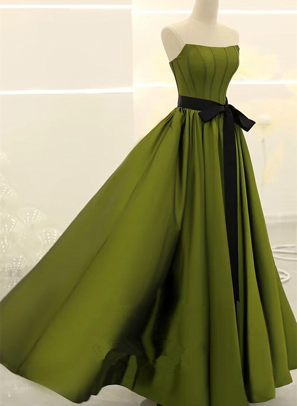 A-line Satin Green Long Party Dress Corset Formal Dress, Green Long Evening Dress Corset Prom Dress outfits, Bridesmaid Dress Burgundy