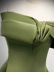A-Line Satin Green Long Corset Prom Dress, Green Corset Formal Dress outfit, Prom Dress Boho