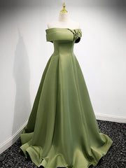 A-Line Satin Green Long Corset Prom Dress, Green Corset Formal Dress outfit, Prom Dresses Dress