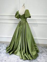 A line Satin Long Green Corset Prom Dresses, Green Corset Formal Evening Graduation Dresses outfit, Rustic Wedding Dress