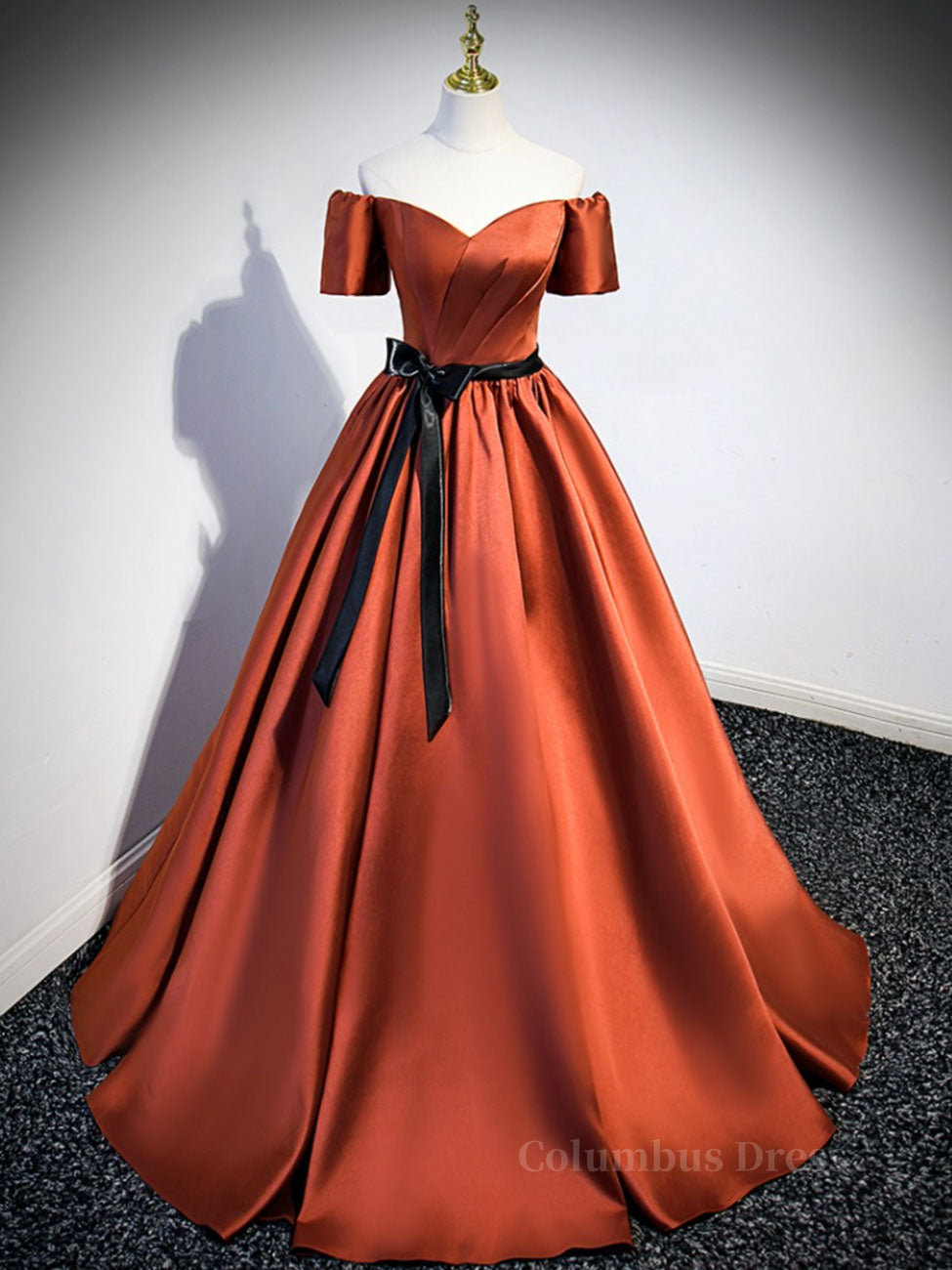 A-Line Satin Orange Long Corset Prom Dresses, Orange Corset Formal Evening Dresses outfit, Prom Dress Corset