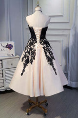 A-line Satin Short Corset Prom Dresses,Corset Homecoming Dress with Black Lace outfit, Fall Wedding