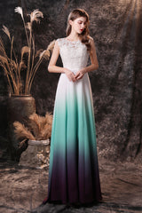 A Line Sleeveless Appliques Ombre Silk Like Satin Floor Length Corset Prom Dresses outfit, Bridesmaids Dresses Blush