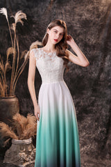 A Line Sleeveless Appliques Ombre Silk Like Satin Floor Length Corset Prom Dresses outfit, Bridesmaids Dresses Champagne