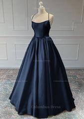 A line Sleeveless Square Neckline Long Corset Formal Dresses, Floor-Length Satin Corset Prom Dress outfits, Homecomming Dresses Cute