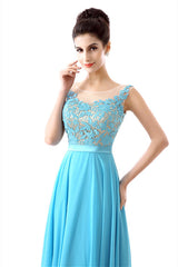 A-line Sleeves Chiffon Lace Backless Long Corset Prom Dresses outfit, Simple Dress