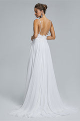 A-Line Spaghetti Straps Beach Lace Corset Wedding Dresses outfit, Wedding Dresses Design