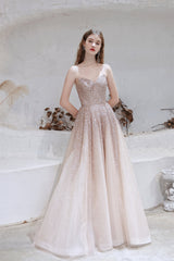 A Line Strapless Beading Tulle Court Train Corset Prom Dresses outfit, Homecoming Dresses Aesthetic