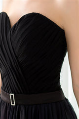 A Line Strapless Sleeveless Colorful Chiffon Floor Length Corset Prom Dresses With Belt Gowns, Party Dresses Size 44
