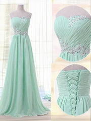 A-line Sweetheart Beading Floor-Length Chiffon Corset Bridesmaid Dress outfit, Bridesmaids Dresses For Beach Weddings