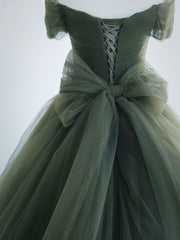 A-Line Sweetheart Neck Green Long Corset Prom Dress, Sweep Train Green Corset Formal Dress outfit, Prom Dress Blue Lace