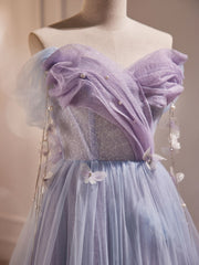 A-Line Sweetheart Neck Tulle Purple Long Corset Prom Dress, Purple Corset Formal Dress outfit, Homecoming Dresses Styles