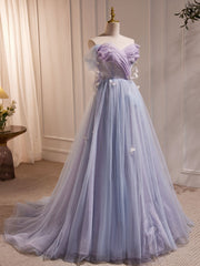 A-Line Sweetheart Neck Tulle Purple Long Corset Prom Dress, Purple Corset Formal Dress outfit, Homecoming Dress Styles