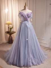 A-Line Sweetheart Neck Tulle Purple Long Corset Prom Dress, Purple Corset Formal Dress outfit, Homecoming Dress Style