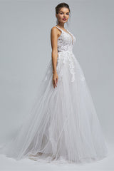 A-Line tulle applique sleeveless floor length Corset Wedding dress outfit, Weddings Dresses Style