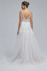 A-Line tulle applique sleeveless floor length Corset Wedding dress outfit, Wedding Dresses Styles