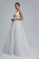 A-Line tulle applique sleeveless floor length Corset Wedding dress outfit, Wedding Dresse Styles