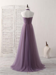 A-Line Tulle High Low Long Corset Prom Dress Simple Corset Bridesmaid Dress outfit, Party Dresses For Teenage Girls