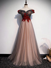 A-line Tulle Ruched Embellished Corset Prom Dress, Long Party Dress Outfits, Formal Dresses For Wedding Guest