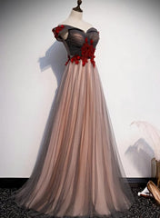 A-line Tulle Ruched Embellished Corset Prom Dress, Long Party Dress Outfits, Formal Dress For Wedding Reception