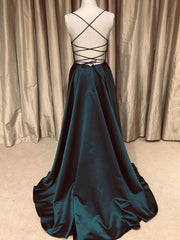 A Line V Neck Backless Long Corset Prom Dresses Simple Dark Green Corset Formal Evening Gowns outfit, Party Dresses Winter