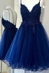 A Line V Neck Blue Short Corset Prom Dresses Backless Corset Homecoming Dresses outfit, Prom Dresses Curvy