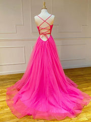 A Line V Neck Hot Pink Long Corset Prom Dresses, V Neck Hot Pink Long Corset Formal Evening Dresses outfit, Rustic Wedding Dress