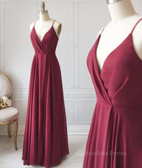 A Line V Neck Pleated Burgundy Long Corset Prom Dress, V Neck Burgundy Long Evening Dress, Burgundy Graduation Dress, Corset Formal Dress outfit, Bridesmaids Dress Under 103