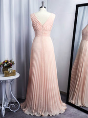 A-line V-neck Ruffles Floor-Length Chiffon Dress outfits, Bridesmaid Dresses On Sale