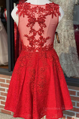 A Line V Neck Short Red Lace Corset Prom Dress, Red Lace Corset Formal Graduation Corset Homecoming Dress outfit, Formal Dresses Royal Blue