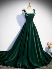 A-Line Velvet Green Long Corset Prom Dresses, Green Corset Formal Evening Dresses outfit, Prom Dress Elegent