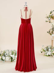 A-line Velvet V-neck Floor-Length Corset Bridesmaid Dress outfit, Formal Dresses Size 30