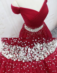 Adorable Dark Red Corset Homecoming Dress , Tulle Off the Shoulder Party Dress Outfits, Homecoming Dresses Laces