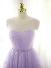 Adorable Light Purple Round Neckline Beaded Short Corset Prom Dress, Cute Corset Homecoming Dress outfit, Bridesmaids Dresses Purple