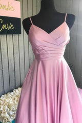 Elegant Pleated A Line Pink Customized Floor Length Long Corset Prom Dress, Ae893 outfit, Formal Dress Lace