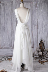 Affordable A-line Asymmetric Lace Chiffon Open Back Corset Wedding Dress outfit, Wedding Dress Fitted
