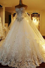 Amazing Bridal Dresses Sweetheart Appliques Crystal Beading Classic A Line Bridal Gowns outfit, Party Dress Outfits Ideas