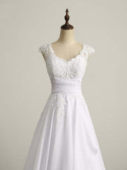 Appliques V-Neck Lace-Up Chiffon Corset Wedding Dresses outfit, Wedding Dresses Fashion