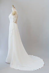 Awesome Long Sheath Lace Chiffon Backless Corset Wedding Dress outfit, Wedding Dresses Shapes