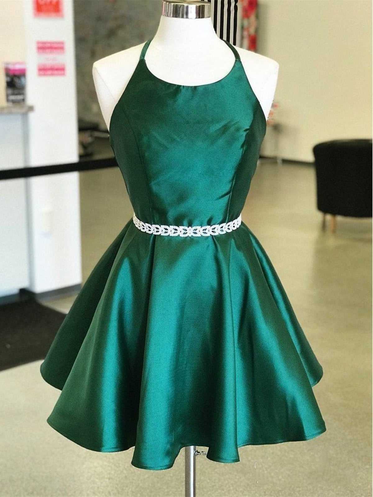 Backless Dark Green Short Corset Prom Dresses, Short Dark Green Corset Formal Corset Homecoming Dresses outfit, Formal Dress Trends